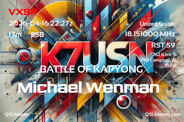 QSL Master Card for K7USN QSO with VX9P