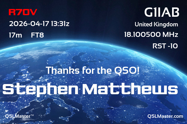 QSL Master Card for G1IAB QSO with R7OV