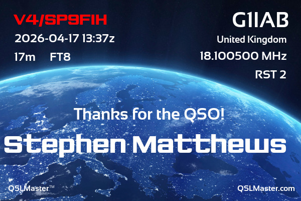 QSL Master Card for G1IAB QSO with V4/SP9FIH