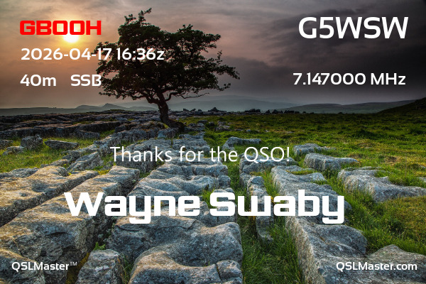 QSL Master Card for G5WSW QSO with GB0OH