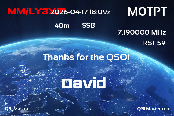 QSL Master Card for M0TPT QSO with MM/LY3X/P