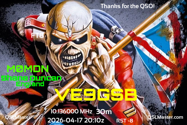 QSL Master Card for M0MDN QSO with VE9GSB
