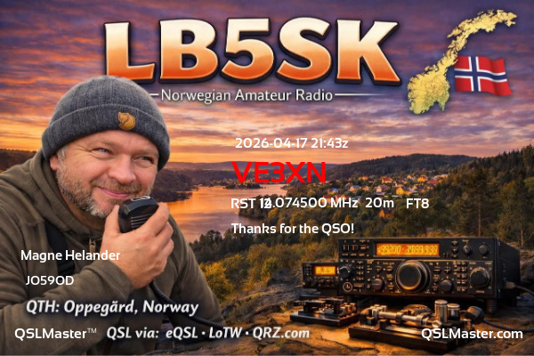 QSL Master Card for LB5SK QSO with VE3XN