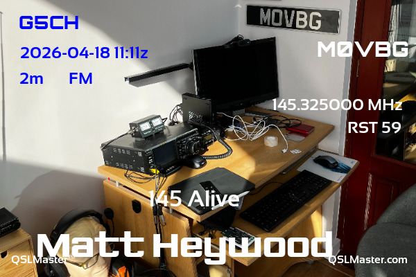 QSL Master Card for M0VBG QSO with G5CH
