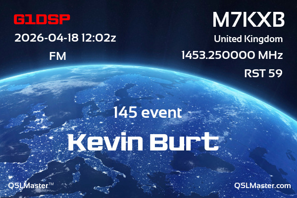 QSL Master Card for M7KXB QSO with G1DSP