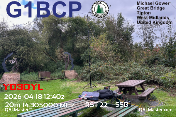 QSL Master Card for G1BCP QSO with YO3DYL