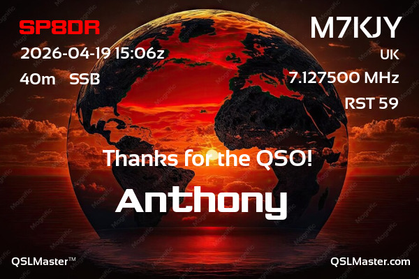 QSL Master Card for M7KJY QSO with SP8DR