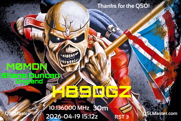 QSL Master Card for M0MDN QSO with HB9DGZ