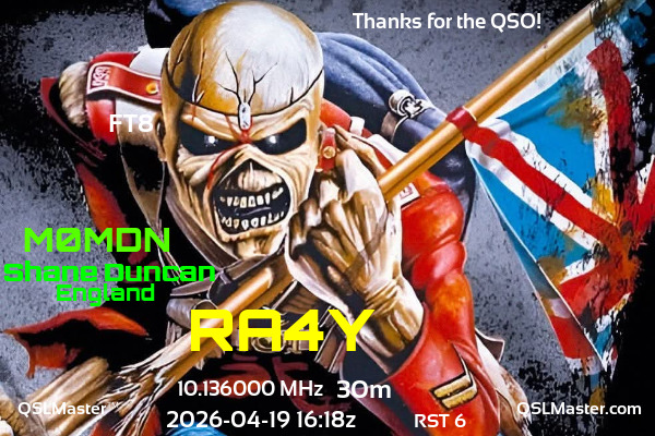 QSL Master Card for M0MDN QSO with RA4Y
