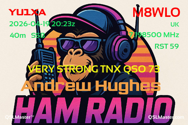 QSL Master Card for M8WLO QSO with YU1XA