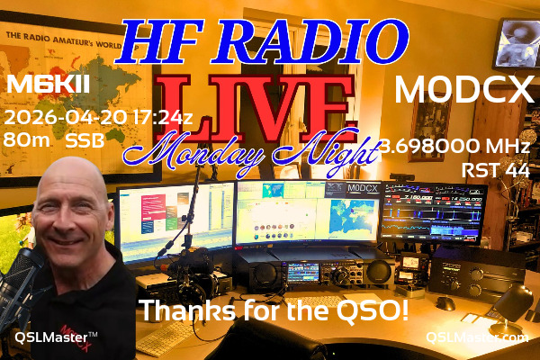 QSL Master Card for M0DCX QSO with M6KII