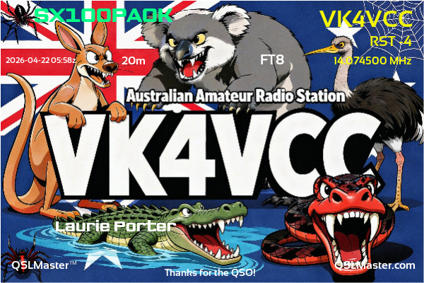 QSL Master Card for VK4VCC QSO with SX100PAOK