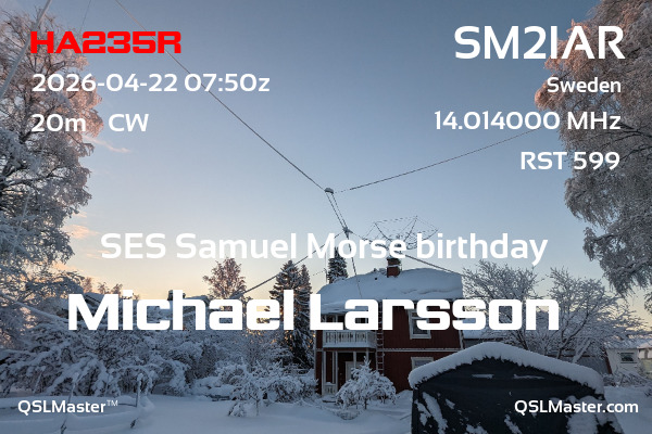 QSL Master Card for SM2IAR QSO with HA235R