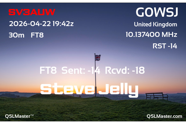 QSL Master Card for G0WSJ QSO with SV3AUW
