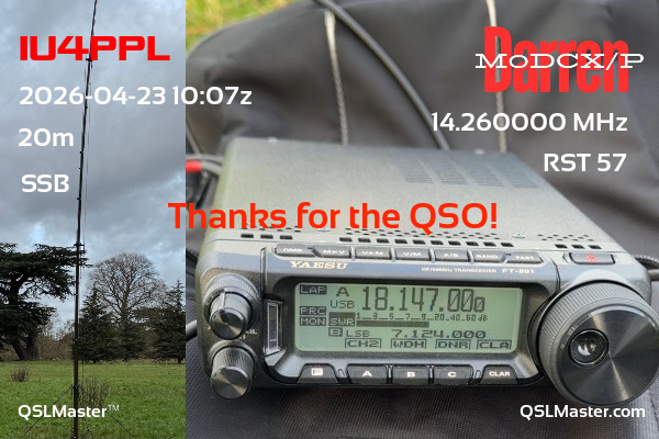 QSL Master Card for M0DCX/P QSO with IU4PPL