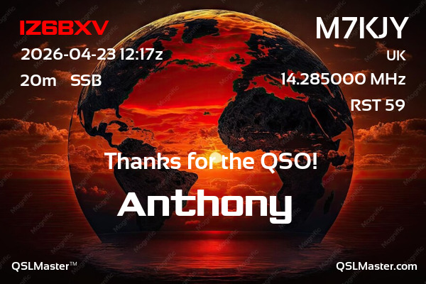 QSL Master Card for M7KJY QSO with IZ6BXV