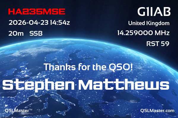 QSL Master Card for G1IAB QSO with HA235MSE