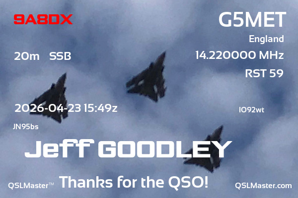 QSL Master Card for G5MET QSO with 9A8DX