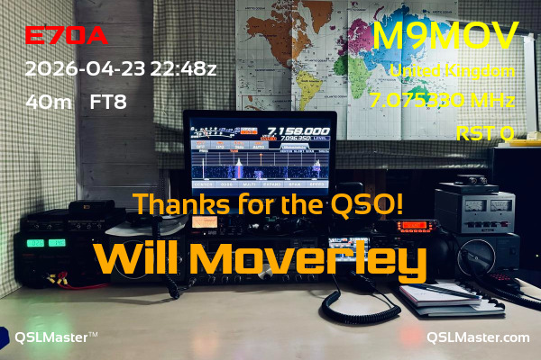 QSL Master Card for M9MOV QSO with E70A