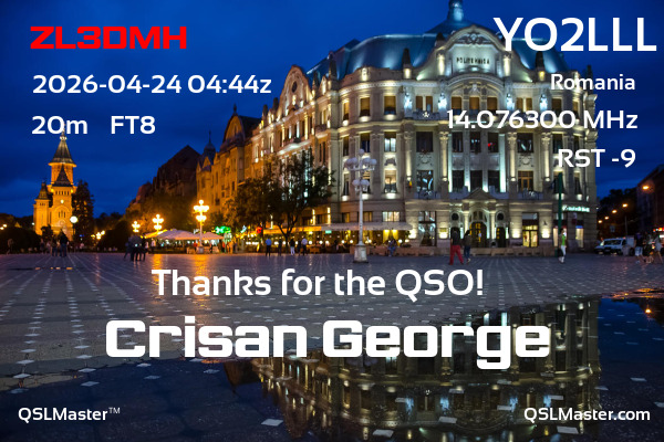 QSL Master Card for YO2LLL QSO with ZL3DMH