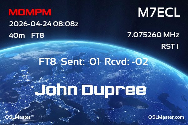 QSL Master Card for M7ECL QSO with M0MPM