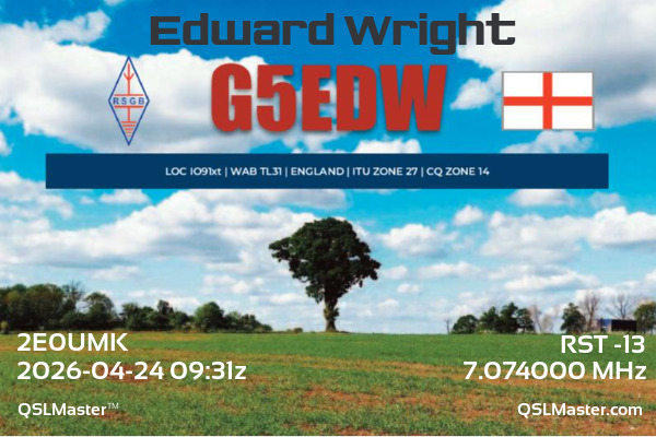 QSL Master Card for G5EDW QSO with 2E0UMK