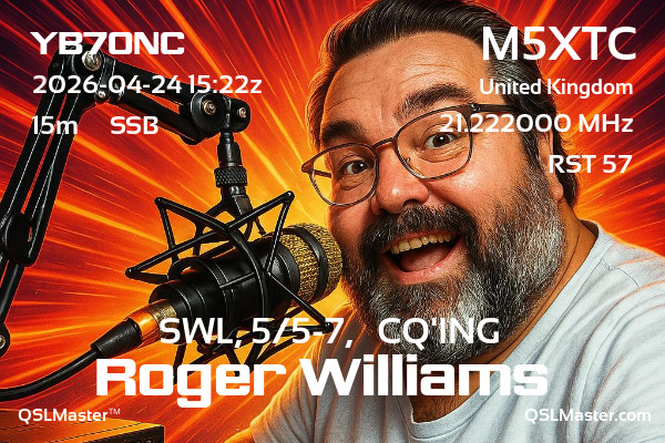 QSL Master Card for M5XTC QSO with YB7ONC