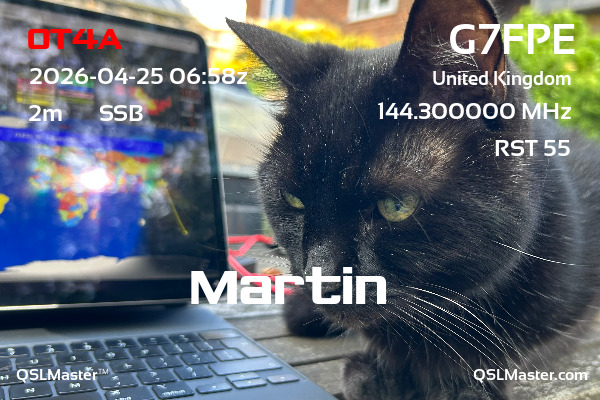 QSL Master Card for G7FPE QSO with OT4A