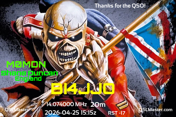 QSL Master Card for M0MDN QSO with BI4JJO