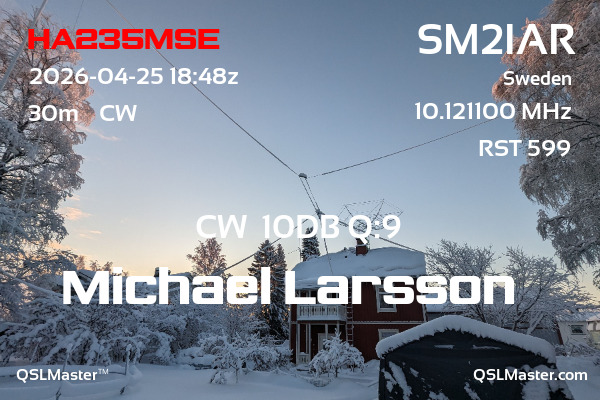 QSL Master Card for SM2IAR QSO with HA235MSE