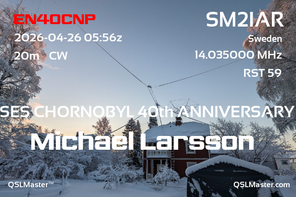 QSL Master Card for SM2IAR QSO with EN40CNP