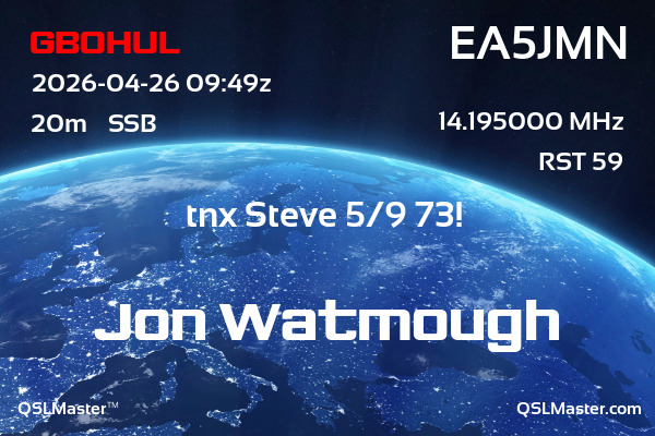 QSL Master Card for EA5JMN QSO with GB0HUL