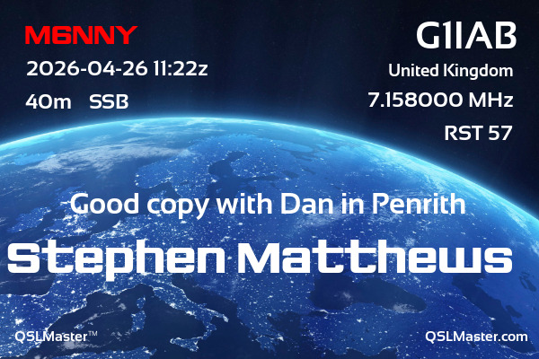 QSL Master Card for G1IAB QSO with M6NNY