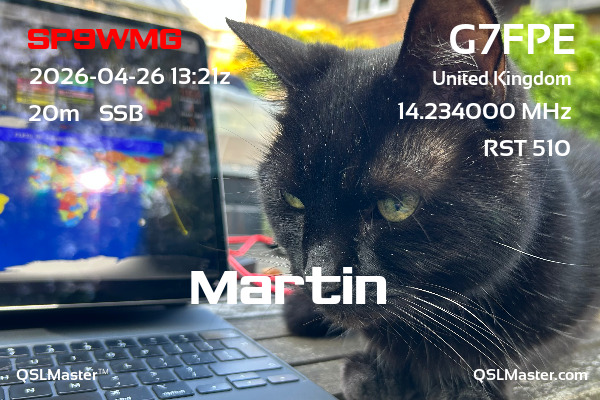 QSL Master Card for G7FPE QSO with SP9WMG