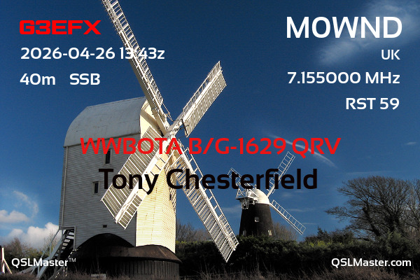 QSL Master Card for M0WND QSO with G3EFX