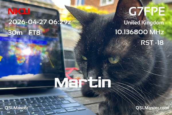 QSL Master Card for G7FPE QSO with NK1I