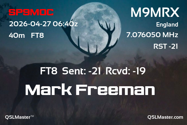 QSL Master Card for M9MRX QSO with SP9MOC