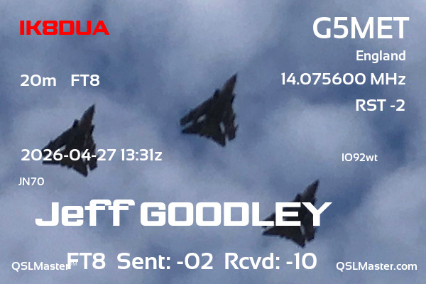 QSL Master Card for G5MET QSO with IK8DUA