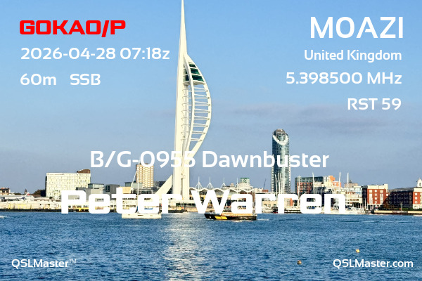 QSL Master Card for M0AZI QSO with G0KAO/P