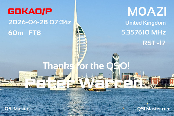 QSL Master Card for M0AZI QSO with G0KAO/P