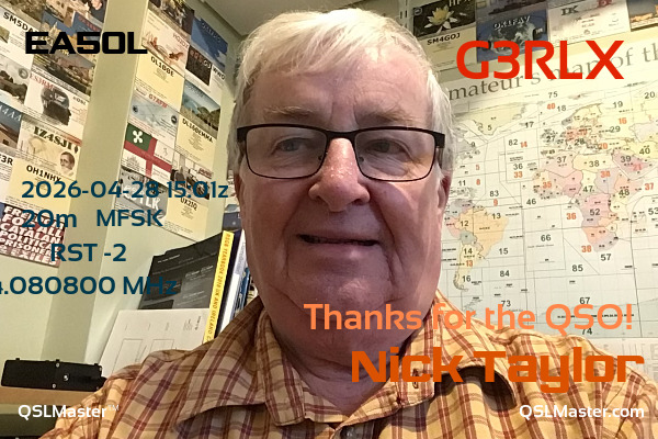 QSL Master Card for G3RLX QSO with EA5OL