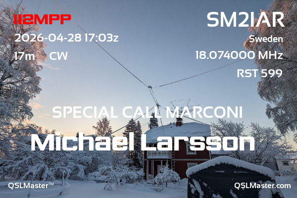 QSL Master Card for SM2IAR QSO with II2MPP