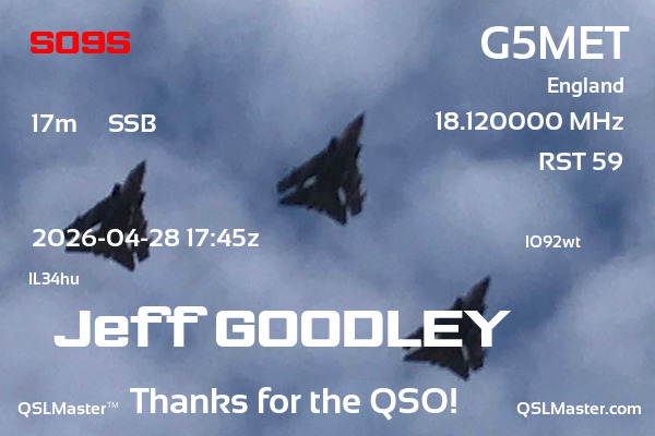 QSL Master Card for G5MET QSO with S09S