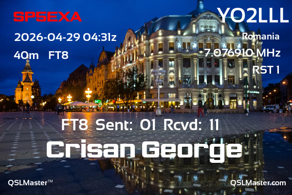 QSL Master Card for YO2LLL QSO with SP5EXA