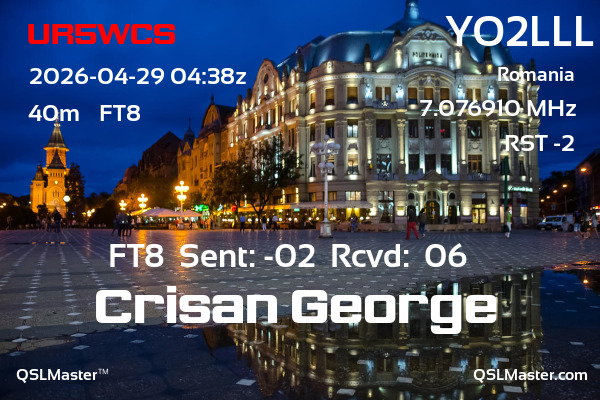 QSL Master Card for YO2LLL QSO with UR5WCS