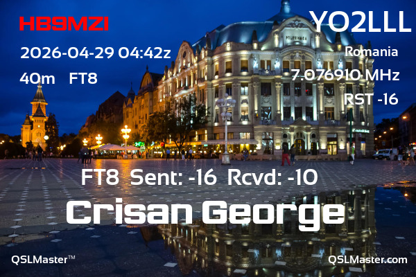 QSL Master Card for YO2LLL QSO with HB9MZI