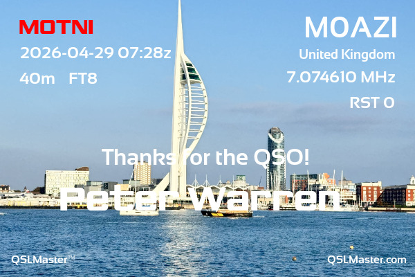 QSL Master Card for M0AZI QSO with M0TNI