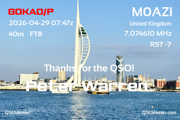 QSL Master Card for M0AZI QSO with G0KAO/P