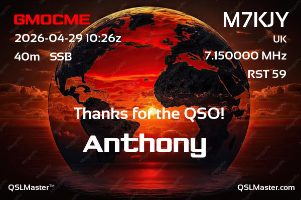 QSL Master Card for M7KJY QSO with GM0CME