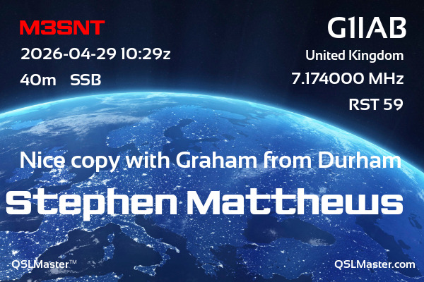 QSL Master Card for G1IAB QSO with M3SNT